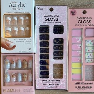 Lot of KISS French acrylic, Glamnetic Sea Star Press-On Nails dashing diva gel